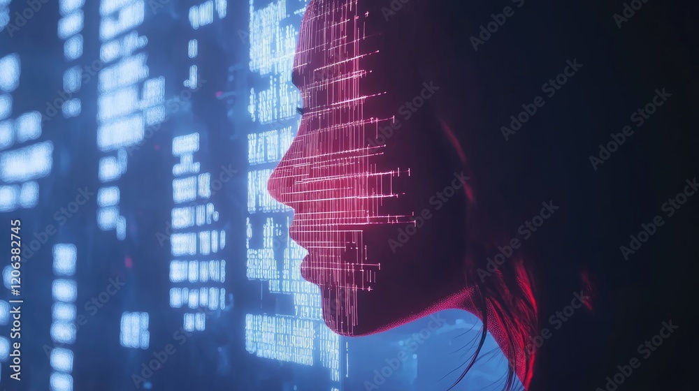 Poster Digital Woman Profile Interfacing With Data Streams