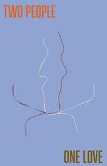 abstract two people line contur, love concept, loneliness, vector