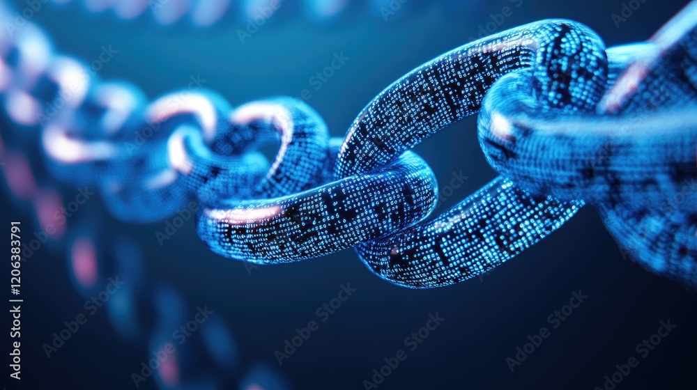 Poster Digital Chain Links Illuminated With Code