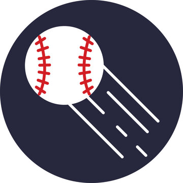 A baseball soaring through the air &ndash; Depicts the movement of a baseball after being hit or thrown.