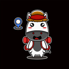 cute vector illustration of a traveling mascot zebra