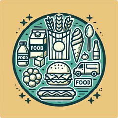 icon of food, logo, food,  illustration of food store, vector of food, pizza, food store, 