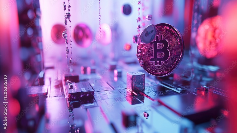 Poster bitcoin cryptocurrency digital currency mining circuit board