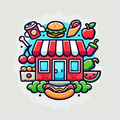 icon of food, logo, food,  illustration of food store, vector of food, pizza, food store, 
