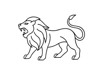 Minimalist Lion Line Art Drawing - Vector Illustration