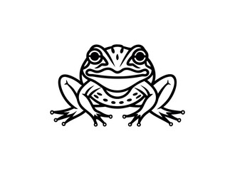 Black and White Frog Illustration - Intricate Line Art Design