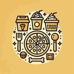 icon of food, logo, food,  illustration of food store, vector of food, pizza, food store, 