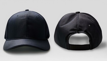 Obraz premium blank black baseball cap mock up shown from front and back