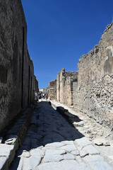 Historic streets of Ancient  roman city of Pompeii Italy on the shadow of Mt Vesuvius