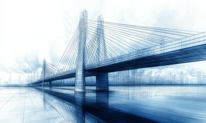 Obraz premium Civil engineering blueprint of a modern bridge