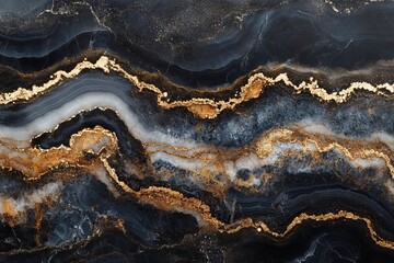 Fototapeta premium Luxurious dark marble with gold veins