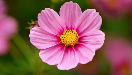 Fototapeta premium a close up of a pink flower with a yellow center