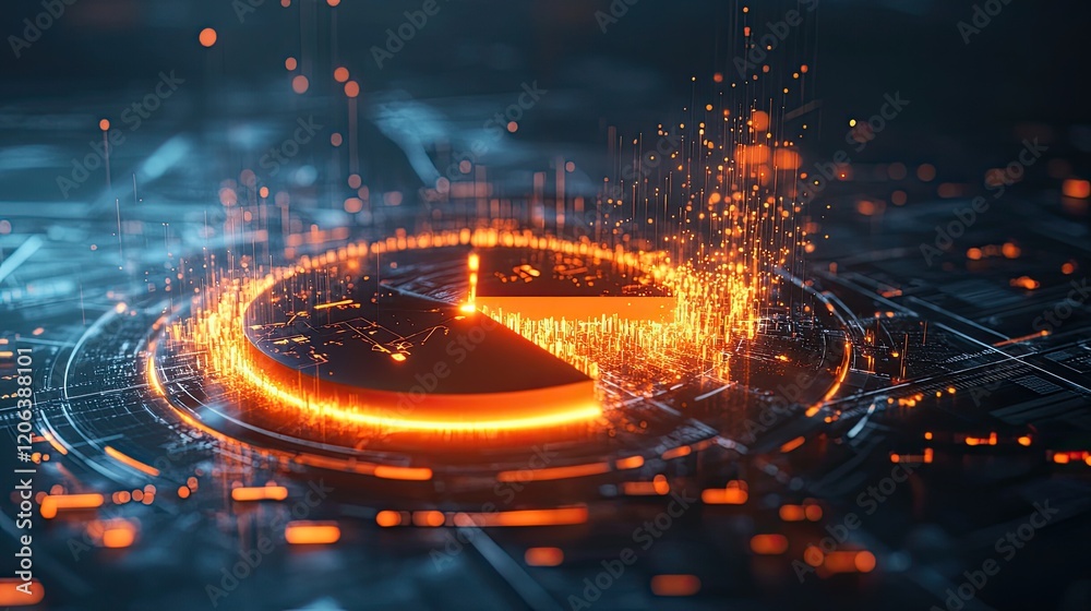 Poster Glowing Digital Pie Chart Data Visualization