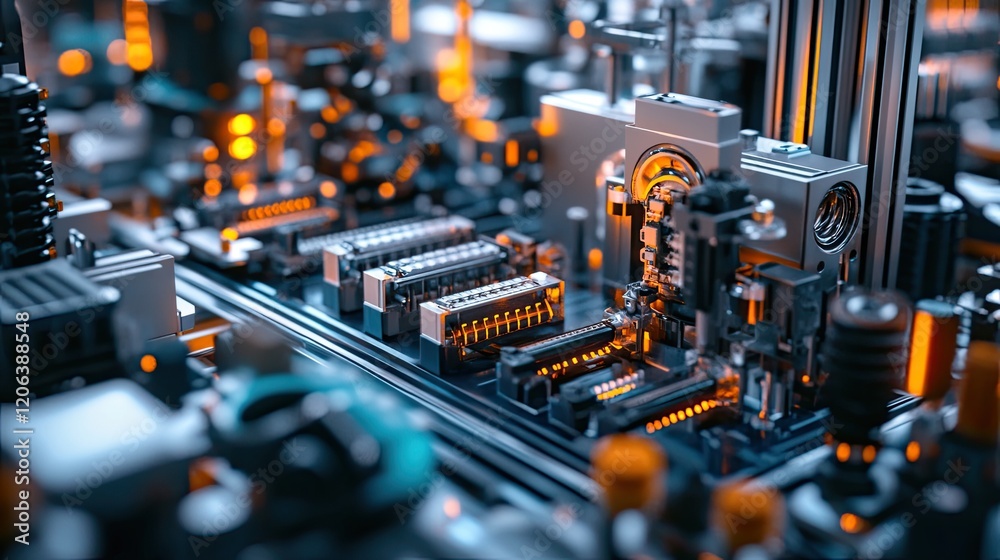 Poster Advanced Technological Components Interconnected On A Circuit Board