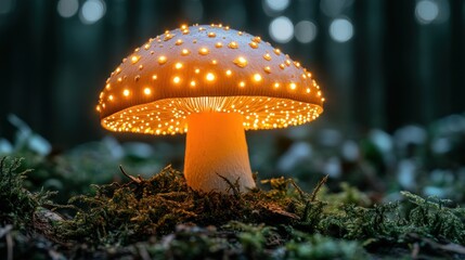 Fototapeta premium Glowing mushroom forest fantasy decor