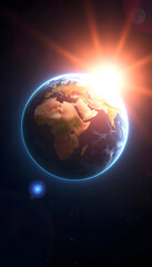 Fototapeta premium planet Earth shines in space 3d illustration, with white tones