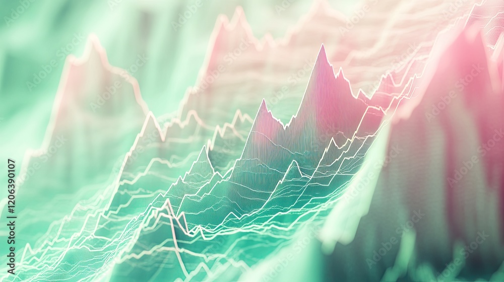 Poster abstract three dimensional stock market graph representation