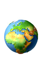 3D Low Poly Earth - Europe and Africa - Beautiful Illustration Over a Plain White Background, low-poly
