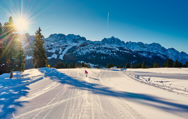 Ski resort Madonna di Campiglio.Panoramic landscape in the winter time of the Dolomite Alps in Madonna di Campiglio. Northern and Central Brenta mountain groups,Italy