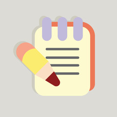 Illustration of a notepad with purple rings and a pencil leaning on it ready for writing notes