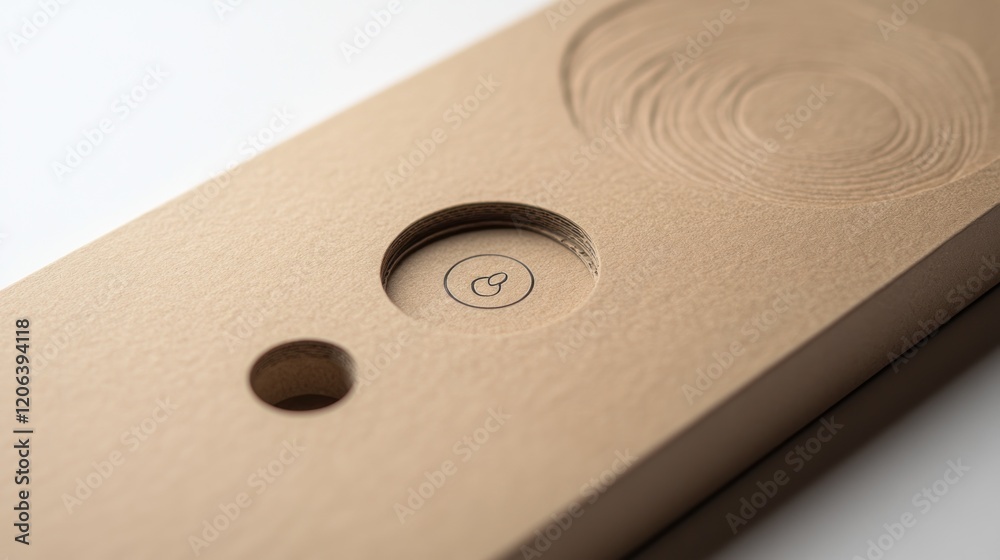 Poster Beige Cardboard Rectangular Object with Circular Cutouts