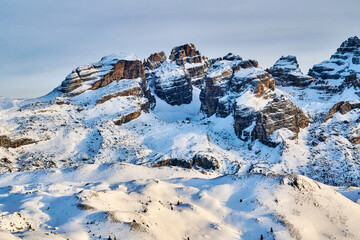Ski resort Madonna di Campiglio.Panoramic landscape in the winter time of the Dolomite Alps in Madonna di Campiglio. Northern and Central Brenta mountain groups,Italy