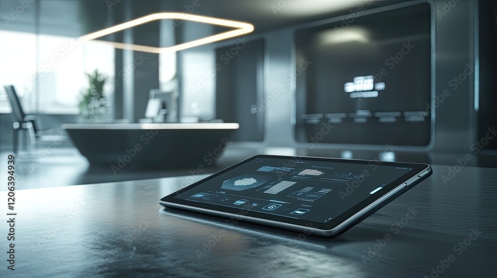 Poster Modern Tablet Displaying Smart Home Control Interface