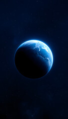 Fototapeta premium blue planet in space, 8k, with white tones