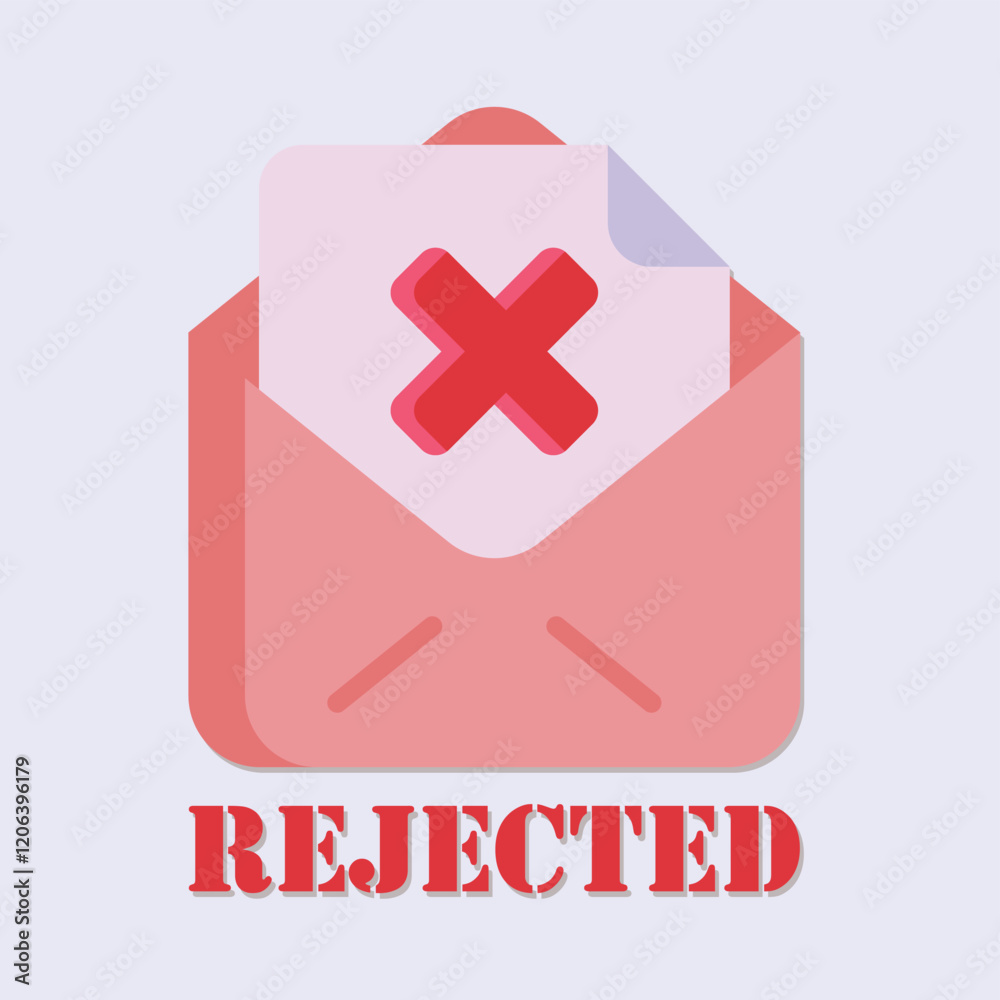 Poster image depicting a rejected document within an envelope with a red cross