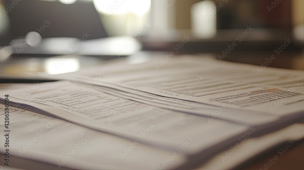 Aufkleber stack of paper documents on a table