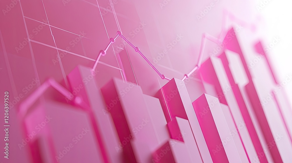 Aufkleber abstract pink 3d financial growth chart data visualization