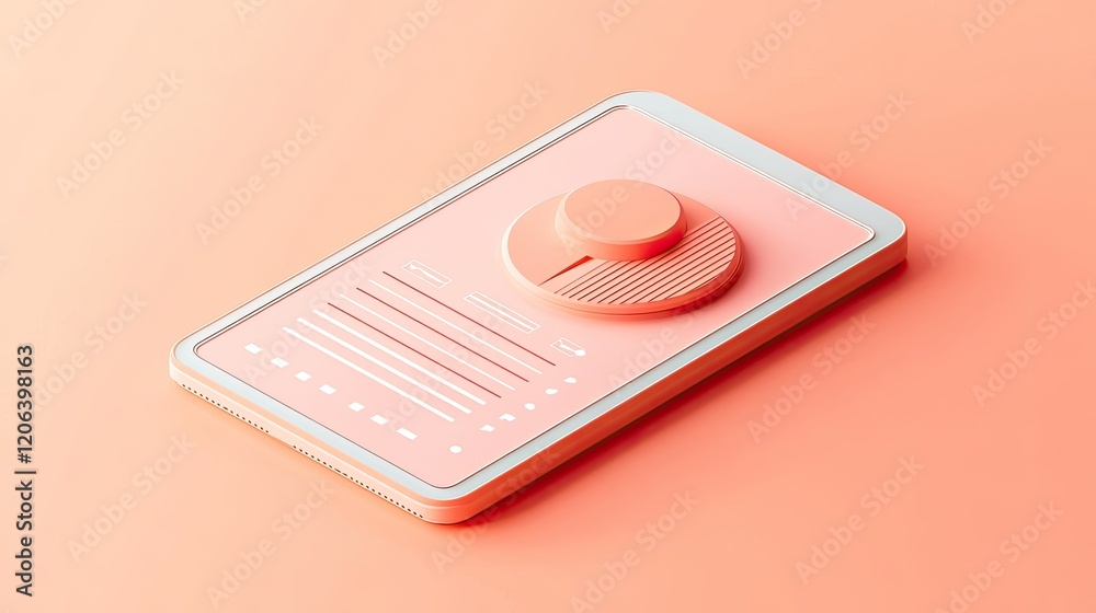 Aufkleber Abstract Coral Device With Control Knob And Interface