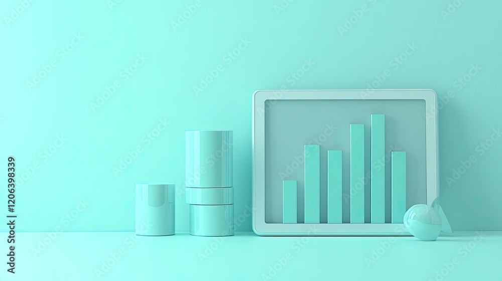 Poster abstract minimalist 3d render of growth chart