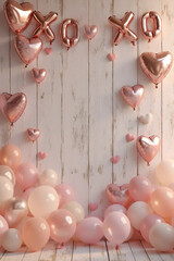 Love Hugs and Kisses pink  hearts ballons