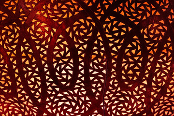 Handcrafted Arabian Brass Lamp Illuminated in Red and Orange