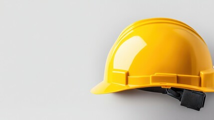 Fototapeta premium Bright Yellow Hard Hat Isolated on Neutral Background for Safety and Construction Use in Industrial Environments