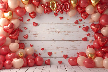 Heart shape metallic ballons design for Valentines Day decorations