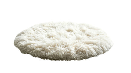 Fluffy rounded shape floor carpet on transparent background