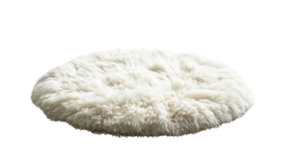 Fluffy rounded shape floor carpet on transparent background