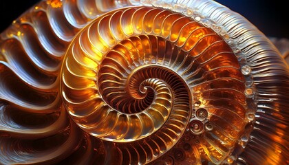 a beautifully preserved ammonite fossil showcasing intricate spiral chambers and vibrant amber hues