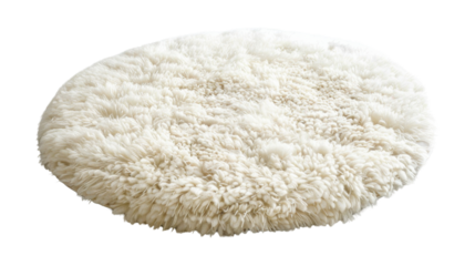 Fluffy rounded shape floor carpet on transparent background