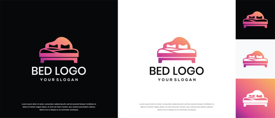 Bed logo design. Bed logo design vector icon.