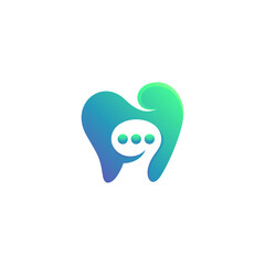 dental logo with chat message combination in modern design style