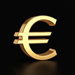 Fototapeta premium Golden Euro symbol on black background. A luxurious and elegant representation of currency and finance.