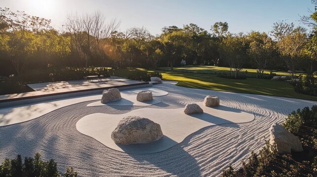 Serene Zen Garden Landscape Design With Rocks