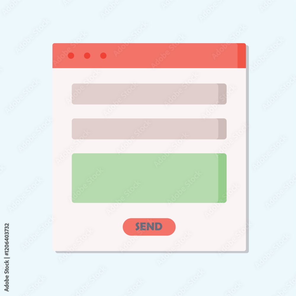 Poster vector illustration of a simple email form with input fields and a send button