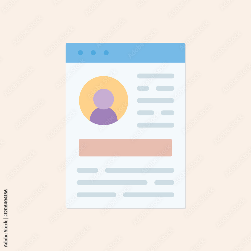 Aufkleber stylized profile page design with abstract user icon and content layout for user interface