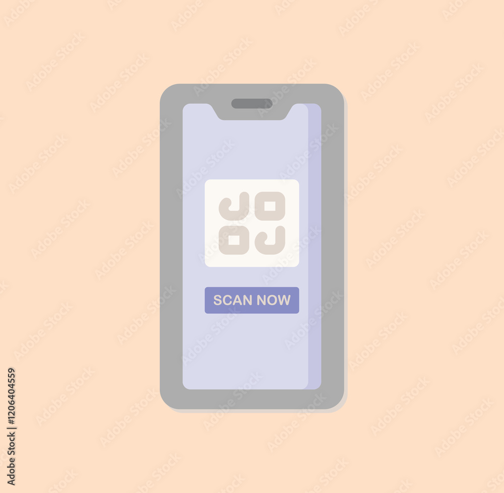 Poster qr code scanning interface displayed on a smartphone with scan now button