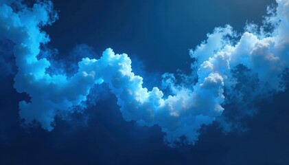 Glowing blue mist wraps around a twisted, serpentine cloud formation, vapor, mist, cloud