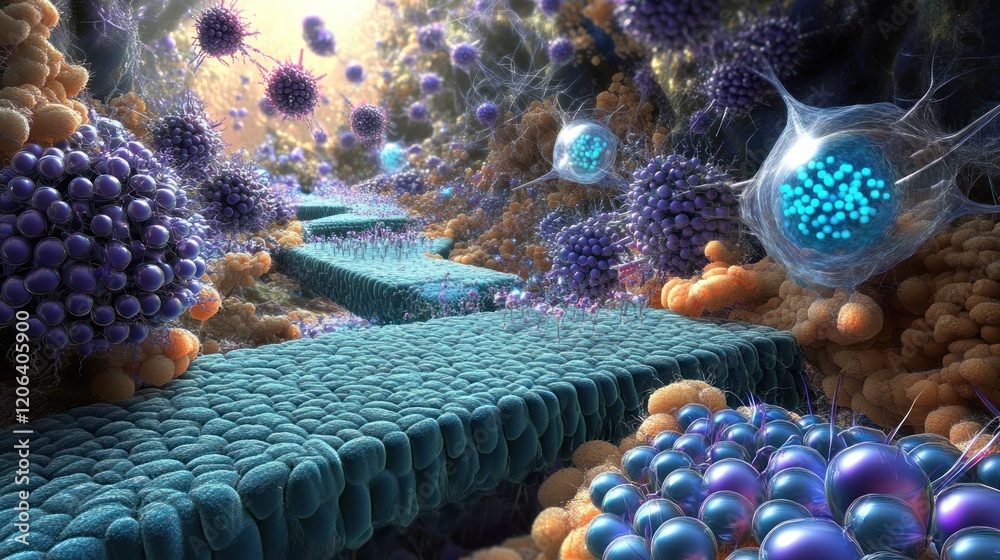 Poster microscopic cellular structures and immune response